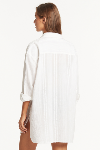 Sea Level Heatwave Cover Up Shirt White