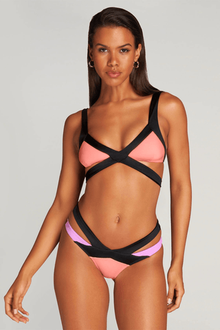 Agent Provocateur Mazzy Bikini Top Black/Coral/Neon Lilac