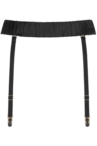 Maison Close Rendez-Vous black silk garter belt with gold suspenders