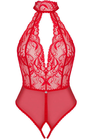 Obsessive Dagmarie Crotchless Halterneck Bodysuit Red
