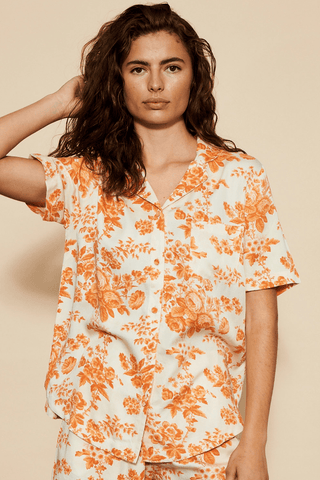 Underprotection Wilda Short Sleeve Shirt Orange/Creme