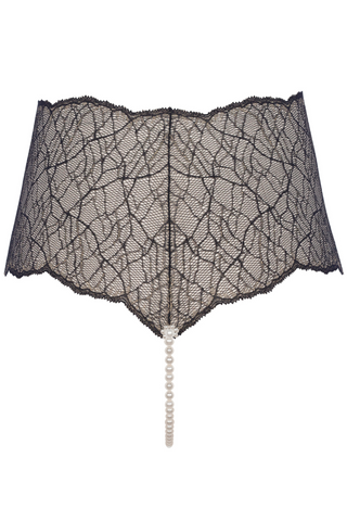 Bracli Sydney Daisy Pearl Panty in Black - Naughty Knickers