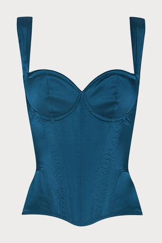 Cadolle Daisy Satin Bustier in Teal