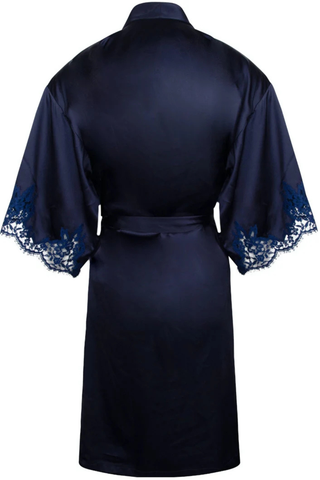 Splendeur Soie Navy Mid Length Silk Robe