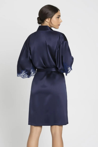 Splendeur Soie Navy Mid Length Silk Robe