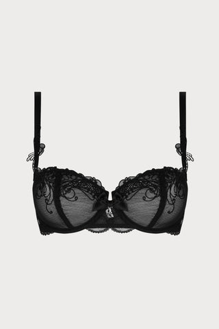 Soir de Venise Black Vertical Seam Half Cup Bra - front
