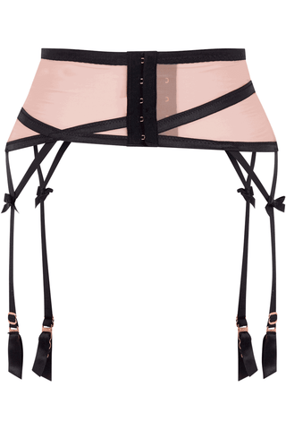 Agent Provocateur Joan Mesh Suspender Belt Mink/Black