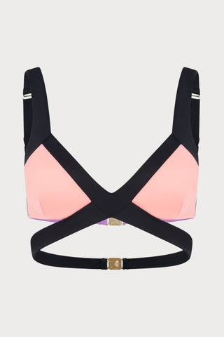 Agent Provocateur Mazzy Bikini Top Black/Coral/Neon Lilac