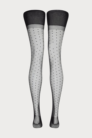 Agent Provocateur Onnix Black Polka Dot Nylon Stockings