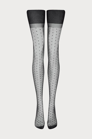 Agent Provocateur Onnix Black Polka Dot Nylon Stockings