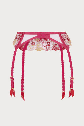 Agent Provocateur Zuri Suspender Fuchsia/Red/Gold
