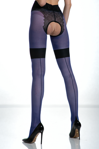Amour Diva Crotchless Tights 30 Denier in Very Peri/Black