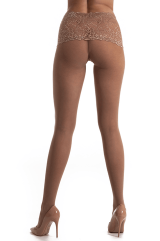 Amour Naked Beige Lace Top Tights