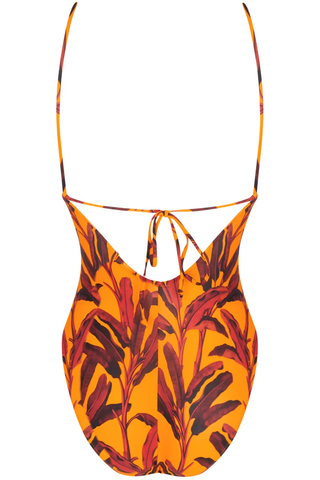 Women's Banana Tree Pattern Swimsuit Orange & Brown - Antigel La Melanesia 