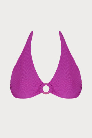 La ZigZag Purple Triangle Bikini Top