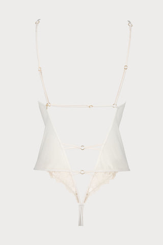 Après Minuit Thong Bodysuit Pearl | Atelier Amour Lingerie