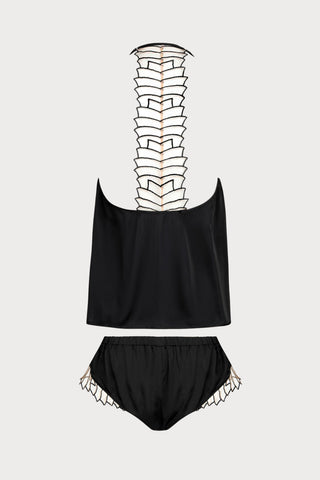 Atelier Amour Cosmic Dream Top & Short Set Black/Nude