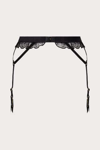 Atelier Amour Coup de Foudre Black Plumetis Tulle Suspender Belt - Naughty Knickers