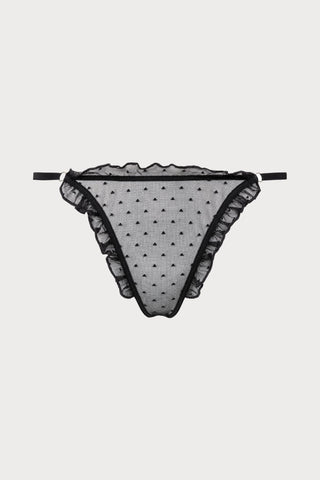 Atelier Amour Coup de Foudre Black Plumetis Tulle Mini Thong - Naughty Knickers