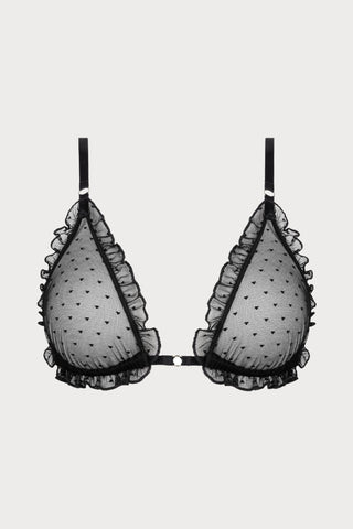 Atelier Amour Coup de Foudre Black Plumetis Tulle Triangle Bra - Naughty Knickers