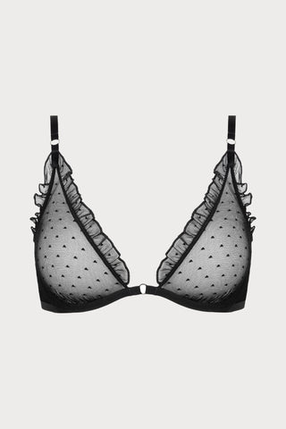 Atelier Amour Coup de Foudre Black Plumetis Tulle Wired Triangle Bra - Naughty Knickers