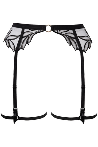 Atelier Amour Black Embroidery Suspender Belt - Dolce Vita