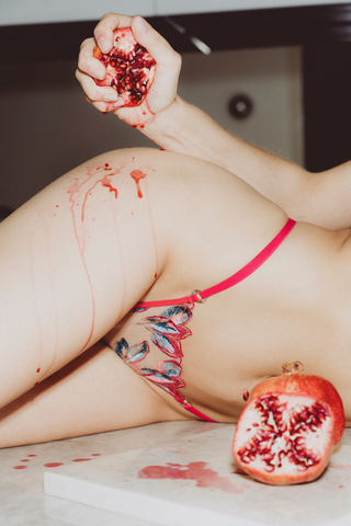 Atelier Amour Cherry Mini Thong Oiseau de Paradis - Strappy Knickers