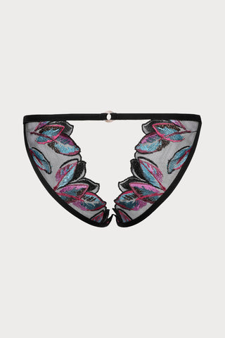 Atelier Amour Oiseau de Paradis Open Back Brief in Black - Naughty Knickers