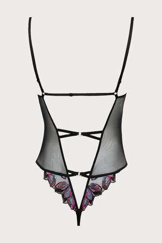 Atelier Amour Oiseau de Paradis Thong Bodysuit in Black - Naughty Knickers