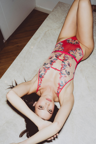 Atelier Amour Oiseau de Paradis Thong Bodysuit Cherry - Sexy Bodysuit