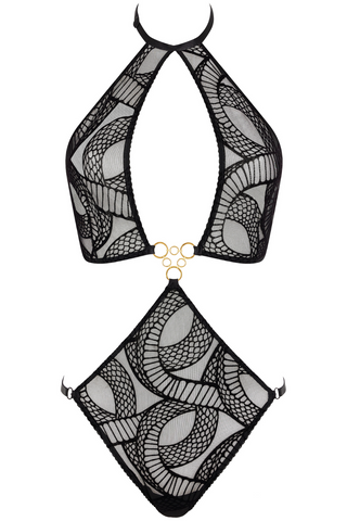 Aubade Boîte à Désir Velvet Snake Black Bodysuit