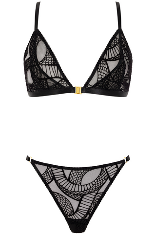 Aubade Boîte à Désir Velvet Snake Black Bra & Brief Lingerie Set
