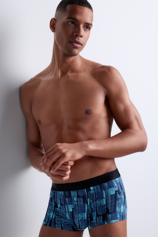 Aubade Homme Men's Cotton Modal Denim Art Trunks - Patterned Men's Briefs