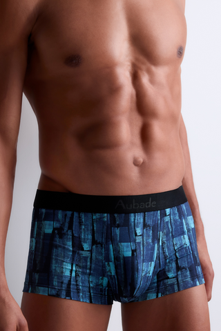 Aubade Homme Men's Cotton Modal Denim Art Trunks - Patterned Men's Briefs