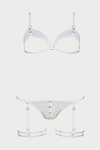 Aubade Boîte à Désir Hot Moon Lace Open Triangle Bra & Suspender Brief