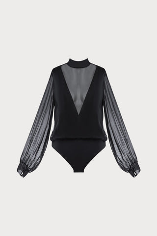 Les Bodys Long Sleeve Chiffon Bodysuit