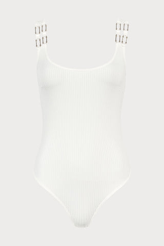 Les Bodys Ribbed Knit Bodysuit in Opale