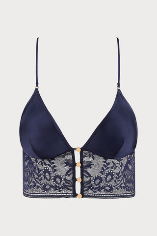 Midnight Whisper Blue Silk Bralette