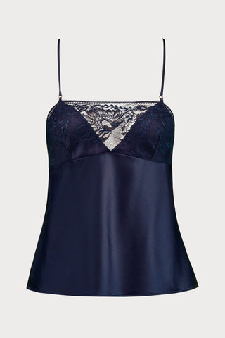 Midnight Whisper Blue Silk Top
