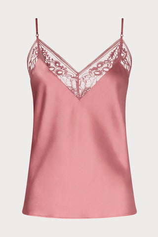 Midnight Whisper Pink Silk V Neck Camisole Top