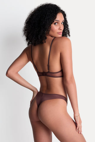 Aubade Brown Tanga Thong Sheer Emotion