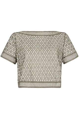 Aubade Stardust Dream Green Short Sleeve Embroidery Top