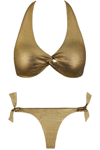 Aubade Sunlight Glow Triangle Bikini Top & Tanga Antique Gold