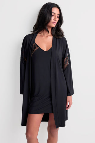 Aubade Black Modal Short Nightie with Embroidery Sweet Obsession