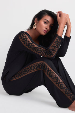 Aubade Black Modal Trousers with Embroidery Sweet Obsession
