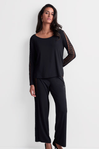 Aubade Black Modal Trousers with Embroidery Sweet Obsession