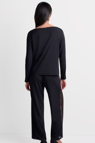 Aubade Black Modal Trousers with Embroidery Sweet Obsession