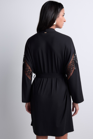 Aubade Black Modal Kimono with Embroidery Sweet Obsession