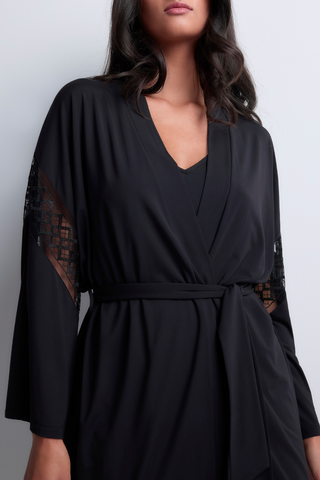 Aubade Black Modal Kimono with Embroidery Sweet Obsession