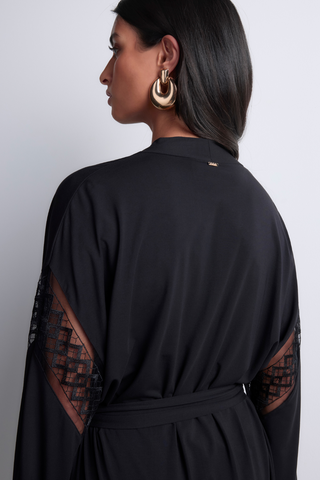 Aubade Black Modal Kimono with Embroidery Sweet Obsession